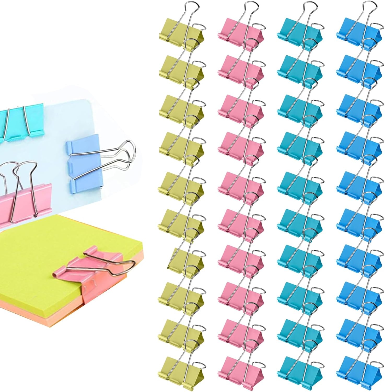 Binder Clip Assorted - مشابك قابلة للطي، 40 مشبك ورق،