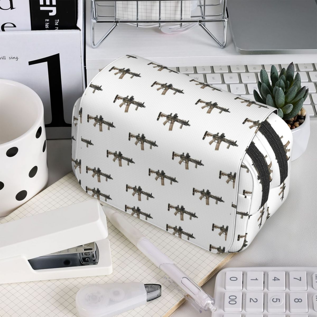 حافظة أقلام بيضاء بتصميم AR-15 - مراجعة Tan Stationery & Office Supply وسعره